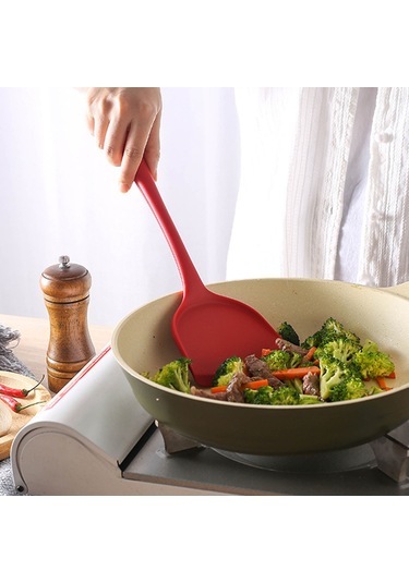 Kosona Yüksek Isıya Dayanıklı Silikon Spatula - Anti Yapışkan, El Tutması Kolay, Çok Amaçlı Mutfak Gereci Kırmızı