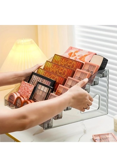 Cordial Transparan Gri 5 Katlı Genişleyen Makyaj Organizer Rafı, Kompakt Vanity Masası Şeffaf Gri