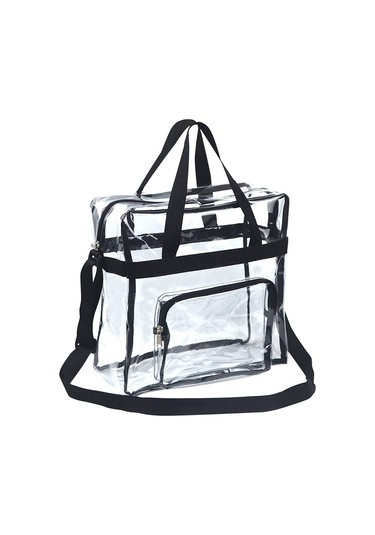Moveevo Siyah Şeffaf Stadyum Onaylı Pvc Çanta - Su Geçirmez, Taşınabilir, Güçlü Kollü Ve Askılı Askı İle Spor Etkinlikleri, Konserler İçin Siyah