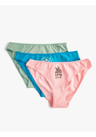 Koton Basic Brief Külot 3'lü Paket Baskılı Pamuklu Pembe 4slk30163mk Gül