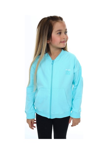 Toontoy Kız Çocuk Baskılı Hırka Su Yeşili