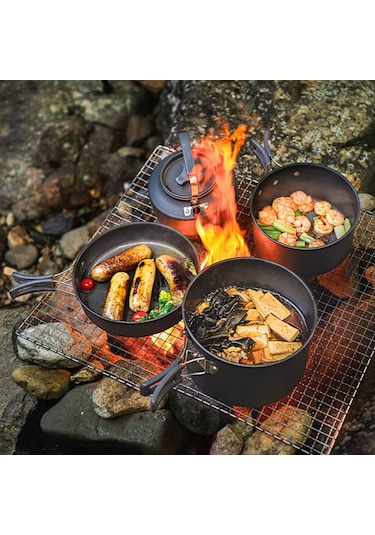 Mufunye Kamp Takımı Tava, 8in, Katlanabilir Kılıflı - Alüminyum Alaşımlı Çok Renkli