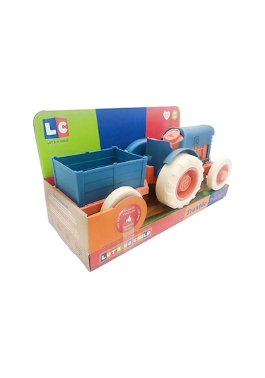 Let's Be Child Römorklu Sürtmeli Plastik Traktör Lc-30878 Lacivert-turuncu