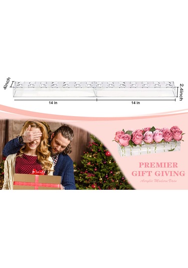 Yaozixa Modern Akrilik Çiçeklik - 35x10x6.5cm, 14 Delikli, Şık Ve Dayanıklı Ev Dekorasyonu Şeffaf