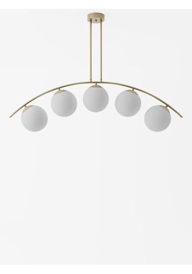 Lal Modern Eskitme 5 Li Beyaz Cam Küre Avize Yay Formlu