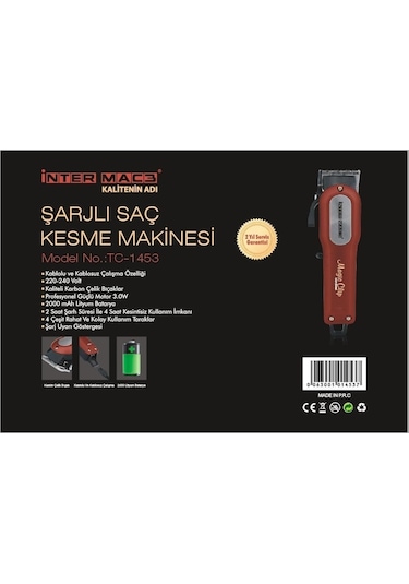 Inter Mac3 TC-1453 Moser Style Saç Sakal Kesme Makinesi