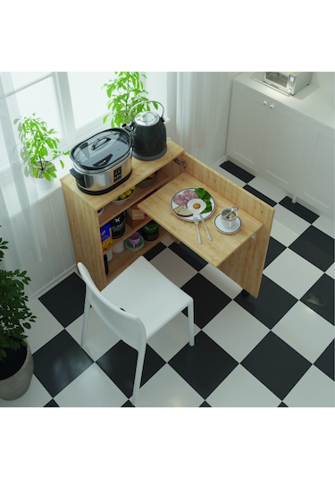 Asra Trendmutfak Fonksiyonelkilerdolabı+katlanır Masa Safir Meşe