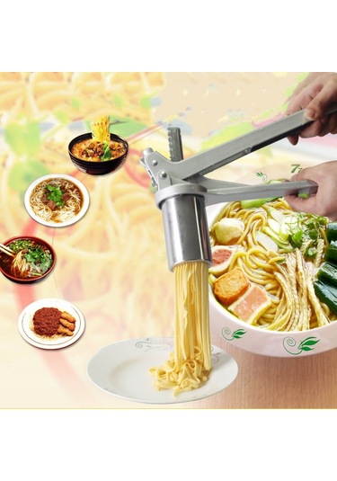 Sones Ev Tipi Paslanmaz Çelik Makarna Makinesi Küçük Manuel Makarna Makinesi Çok Fonksiyonlu Erişte Makinesi, Stil: Erişte Makinesi + 7 Adet Kalıp