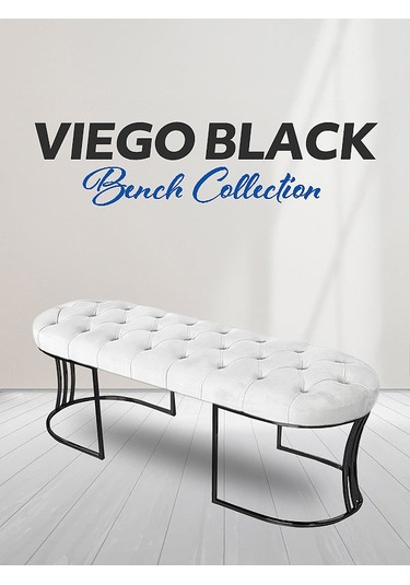 Viego Siyah Bench Puf Beyaz