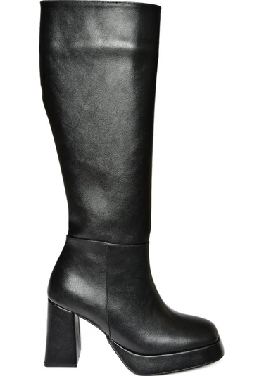 Fox Shoes R282230109 Siyah Platform Kalın Topuklu Kadın Çizme Siyah