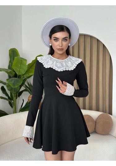 Nord Dantel Yaka Kol Elbise Siyah