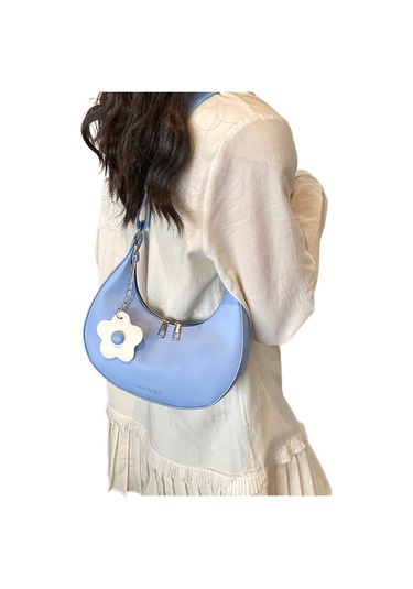 Crosswing Küçük Çiçek Kolye Hilal Çanta-mavi Mavi