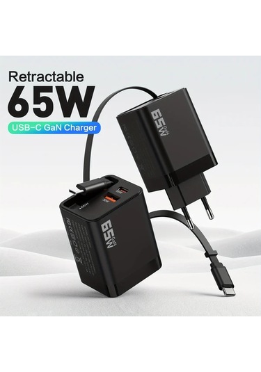 Topshop1 65w Usb C Şarj Aleti Siyah 3 Portlu Pd Hızlı Şarj Iphone Uyumlu 16 Macbook Pro Uygun Duvara Monte