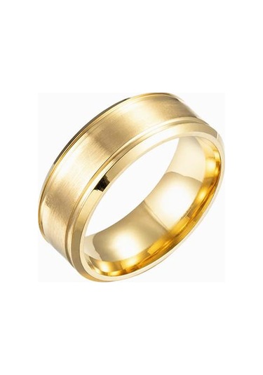 Erkek Paslanmaz Çelik 8mm Geniş Mat Çift Eğimli Basit Yüzük Takı Hediyeleri Arı Altın