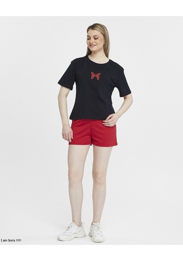 Bella Dossi Pamuklu Kısa Kollu Baskılı Kadın Şortlu Yazlık Pijama Takımı Siyah