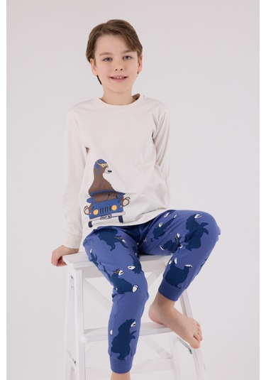 Rolypoly Erkek Çocuk Beyaz Pijama Takımı Rp3658-c-v1