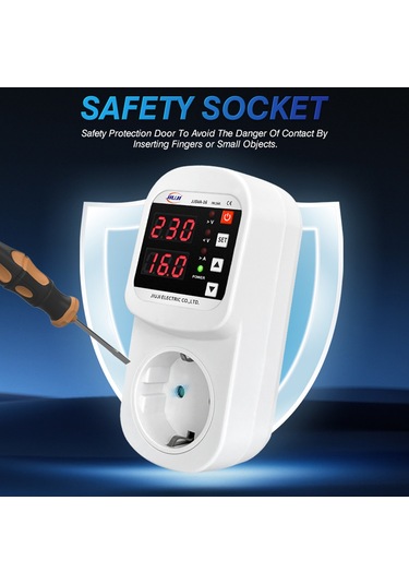 Youmex Eu Standartlı Buzdolabı Koruma Soketi, Led Ekranlı Otomatik Yenileme, Aşırı/fazla Düşük Gerilim, Akım Ve Dalga Baskı Korumalı 100-250v