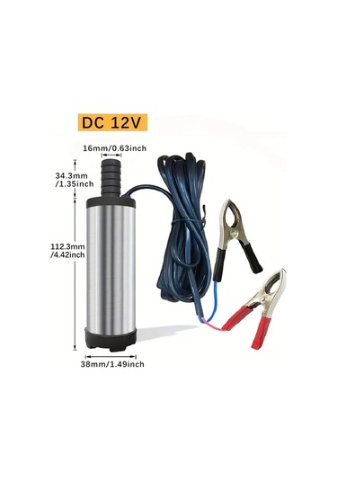 Honeybeeshop Taşınabilir 12v Paslanmaz Çelik Dalgıç Pompa Dizel Kerosen Su İçin Hafif Kolay Kurulum 3m Tel