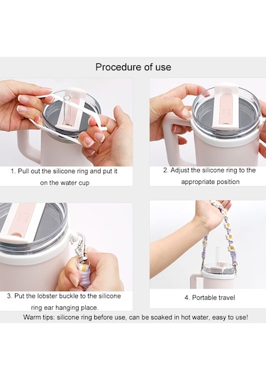 16-40 Oz Stanley Kupa Kordon Silikon Döngü Boho Papatya Sevimli Çiçek El Dokuma Kupa Kapağı Siyah