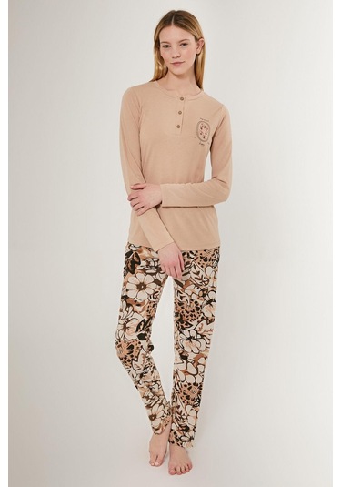 Arnetta 2642 Nap Time İs Happy Kadın Uzun Kol Pijama Takım 001