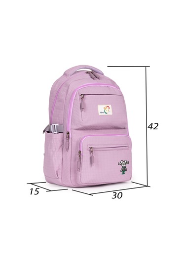 Modern Ve Fonksiyonel Tasarım Çok Gözlü, Şık Okul Sırt Çantası - Mor Mor