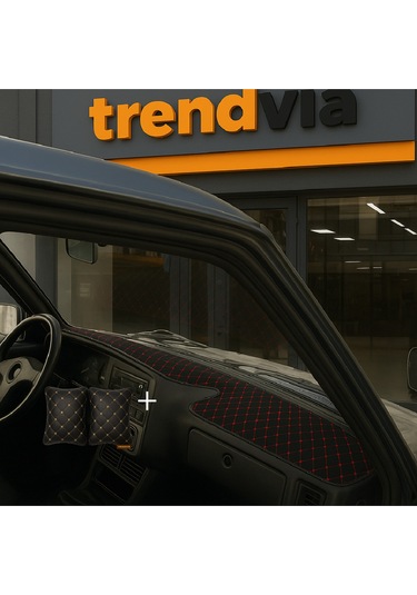 Tofaş Şahin Doğan Kartal Yüksek Ön Göğüs Siyah-kırmızı Torpido Kılıfı / Siyah-bej Boyun Yastığı