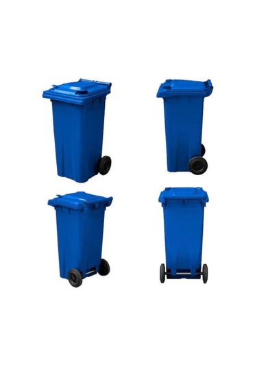 Mavi Plastik Çöp Konteyneri 120 Litre Konteyner - A+ Isıya Karşı Mavi