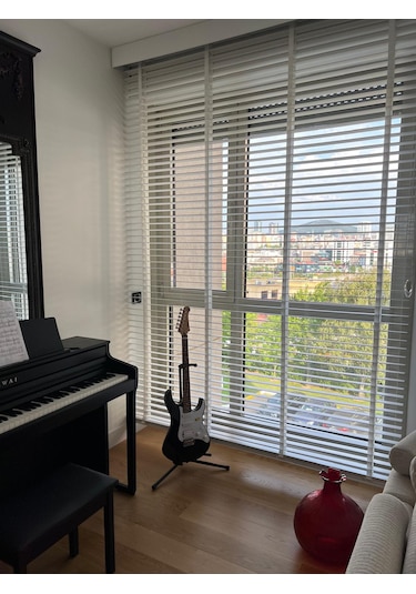 Ahşapperdecim %100 Gerçek Ahşap - 50 Mm Kurdeleli - Beyaz