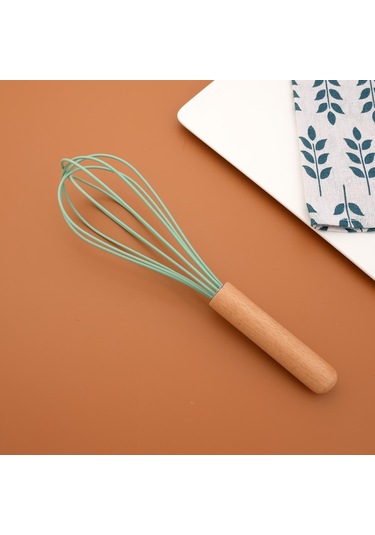 Yeşil 1 Adet Ahşap Saplı Yumurta Çırpıcı Silikon Mutfak Pişirme Araçları Is Dayanıklı Yumurta Karıştırıcı Yumurta Çırpıcı 56465820