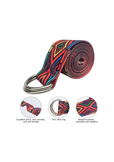 Monyee Siyah Desenli Pilates Ve Yoga Germe Kayışı - 185cm Uzunlukta, Yumuşak Ve Dayanıklı, Metal Ayarlı Halkalı, Vücut Germe Ve Egzersiz Yardımı Diğer