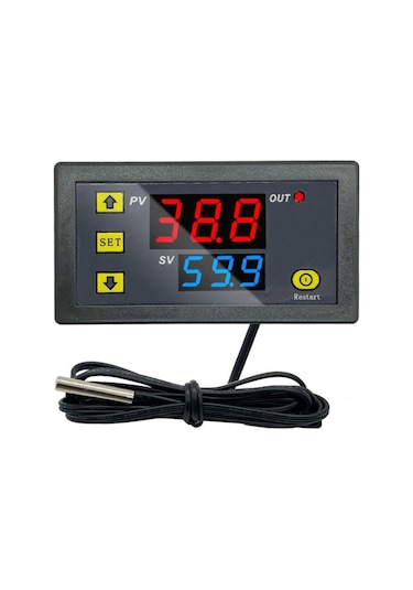 Kuluçka Makinesi Seti - 4 Parça - W3230 Termostat 220v - Isı Nem Ölçer - 12v Adaptör - 80x80 12v Fan-4933