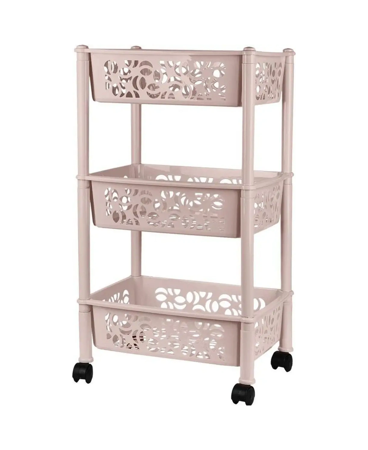 Keeplex 3 Bölmeli Tekerlekli Katlı Raf 146123332 Bej