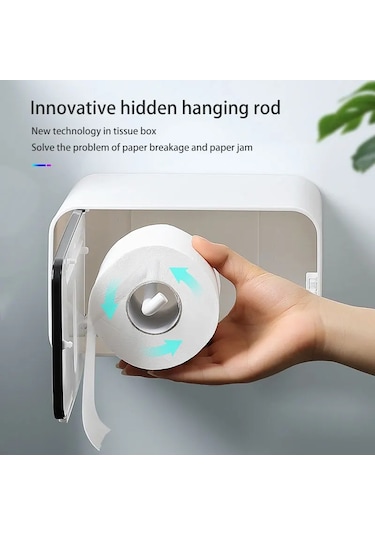 Gri-ecoco Tuvalet Kağıdı Tutucusu Punch Ücretsiz Doku Kutusu Banyo Oturma Odası Kendinden Yapışkanlı Duvara Monte Doku Depolama Organizatör
