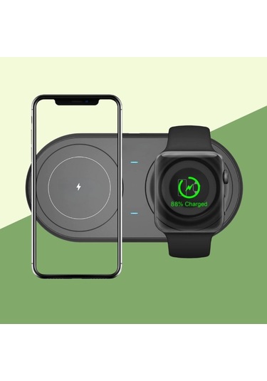 2si 1arada Kablosuz Saat,kulaklık Ve Telefon Hızlı Şarj Etme Aparatı 5365