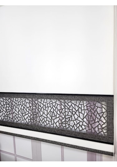 Yeni Nesil Çift Renk Lazer Stor Perde Mat Kalın Kumaşlı Renk Seçenekli Ekru-antrasit