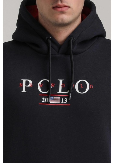 Kapüşonlu Lacivert Slim Fit Full-zip Sweatshirt 24fwm64073 Lacivert