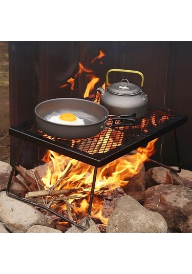 Bloomnest Pratik Masası Katlanır Kamp Izgarası Yürüyüş Seyahat Seti, Hava Doğa Demir Çözümü Barbekü Balıkçılık Açık & - Hr Siyah Siyah