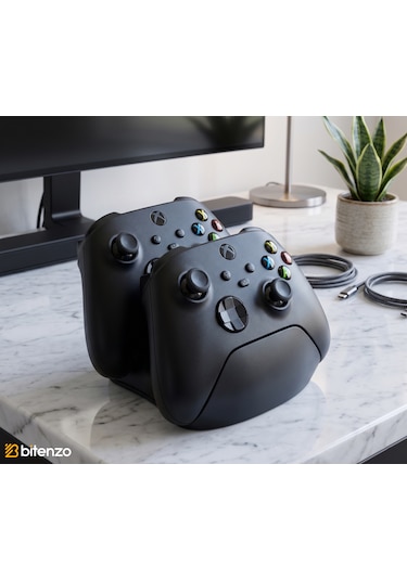 Çiftli Xbox Kontrolcü Tutucu, Masaüstü Oyun Kolu Standı - Siyah