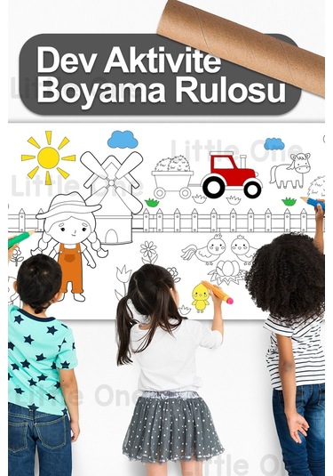 Melolisa Çiftlik Aktivite Rulo Boyama Kağıdı - 62cm X 2.5 Metre Dev Rulo