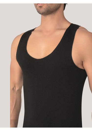 Erkek Görünmez Atlet Hayalet Atlet Siyah %100 Pamuklu 3'lü Paket Siyah