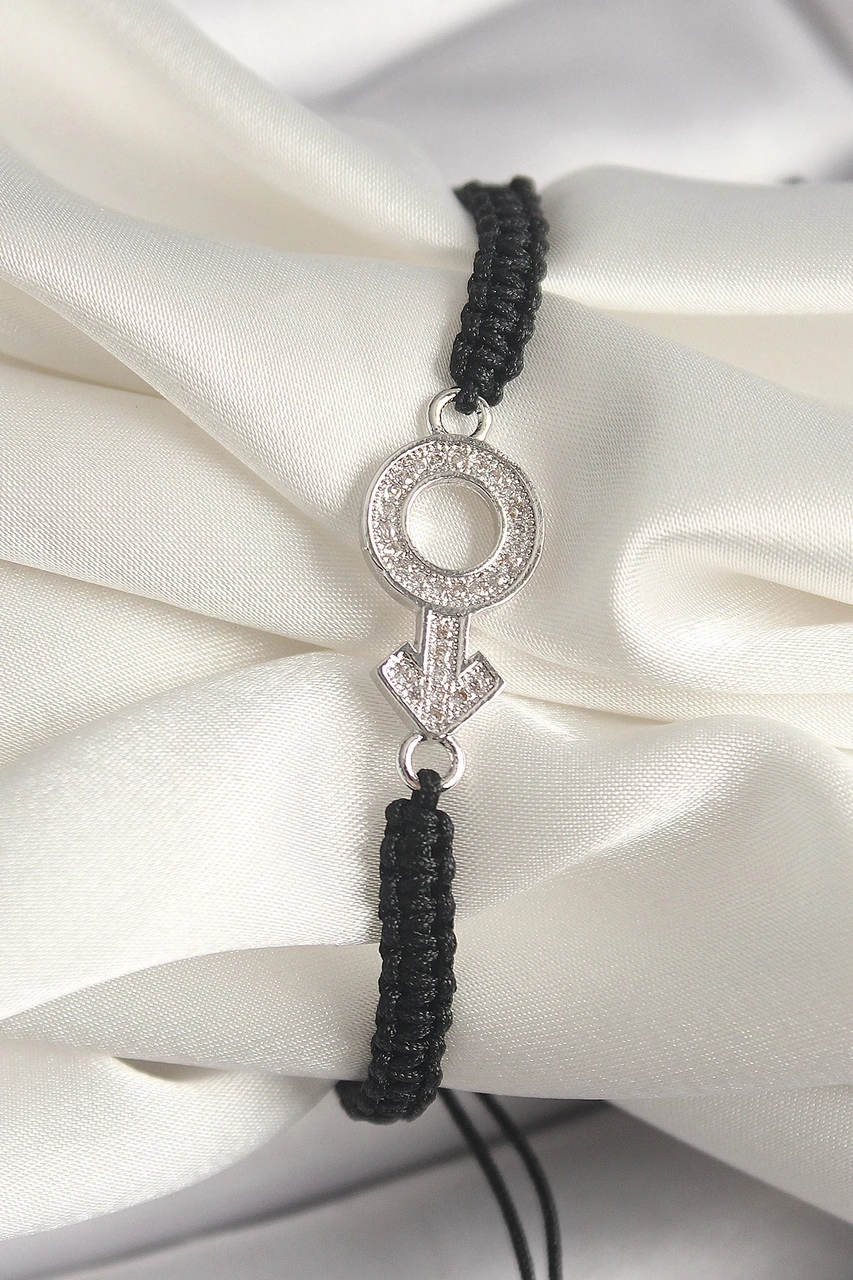 Dodes Dodes Pirinç Gümüş Renk Zirkon Taşlı Mars Figür Asansörlü Makrome Model Kadın Bileklik Tg27bb6 Çok Renkli