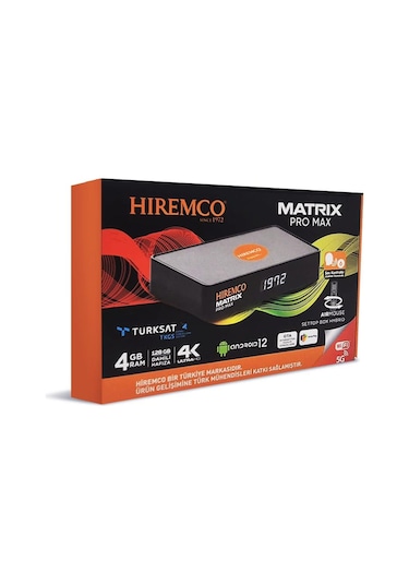 Hiremco Matrix Pro Max 4k 128gb Android 12 Uydu Alıcısı