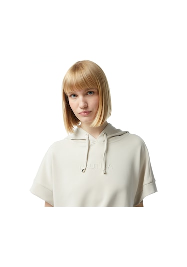 Nautica Nautıca Kadın Beyaz Relaxed Fıt Kısa Kollu Sweatshırt Düz 45k500t Beyaz