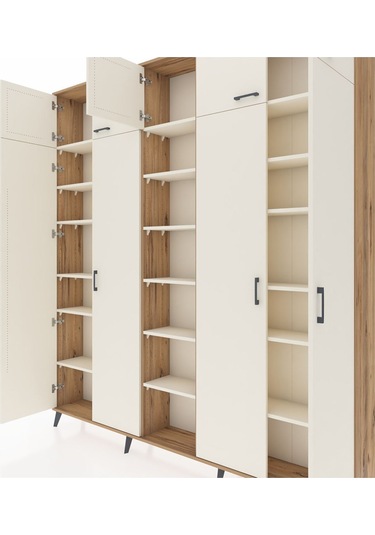 Arges Dolap 18 Raflı 9 Kapaklı 220x30x243 Çam-aytaşı/aytaşı Aytası/aytası