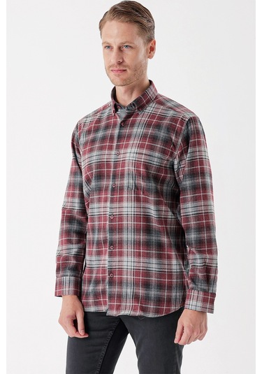 Bordo Uzun Kollu Ekoseli Gabardin Sert Yaka Cepli Garnili Casual Comfort Fit Gömlek 1004235112-bordo Bordo Bordo Uzun Kollu Ekoseli Gabardin Sert Yaka Cepli Garnili Casual Comfort Fit Gömlek 1004235112-bordo Bordo