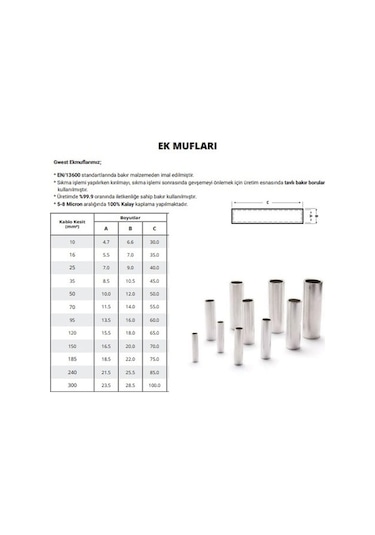 Ek Muf Kablo Birleştirici 16-25-35-50-70-95-120-150-185-...