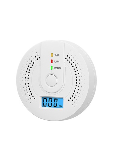 Flybuy Portatif Dijital Karbon Monoksit & Duman Dedektörü, Pil İle Çalışır, 24/7 Koruma, Hassas Algılama, Led Alarm, Beyaz
