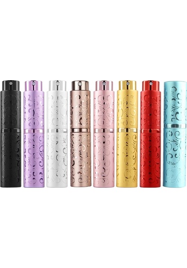 Sones 2 Adet Kabartmalı Döndürülebilir Parfüm Şişesi Metal Boşaltma Şişesi Sterilizasyon Alkol Sprey Şişesi, Özellikler: 10ml Kırmızı