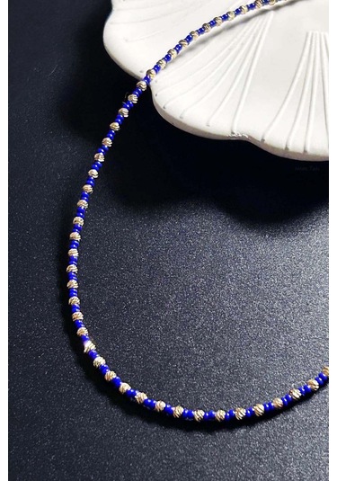 Mavi Ve Sarı Renk Boncuklu Kolye 430 Çok REnkli