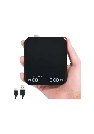 Fortunelane Kahve Terazisi: Hassas Ölçüm, 3 Mod, Entegre Zamanlayıcı, Şarj Pil, Siyah, 2kg Kapasite Siyah